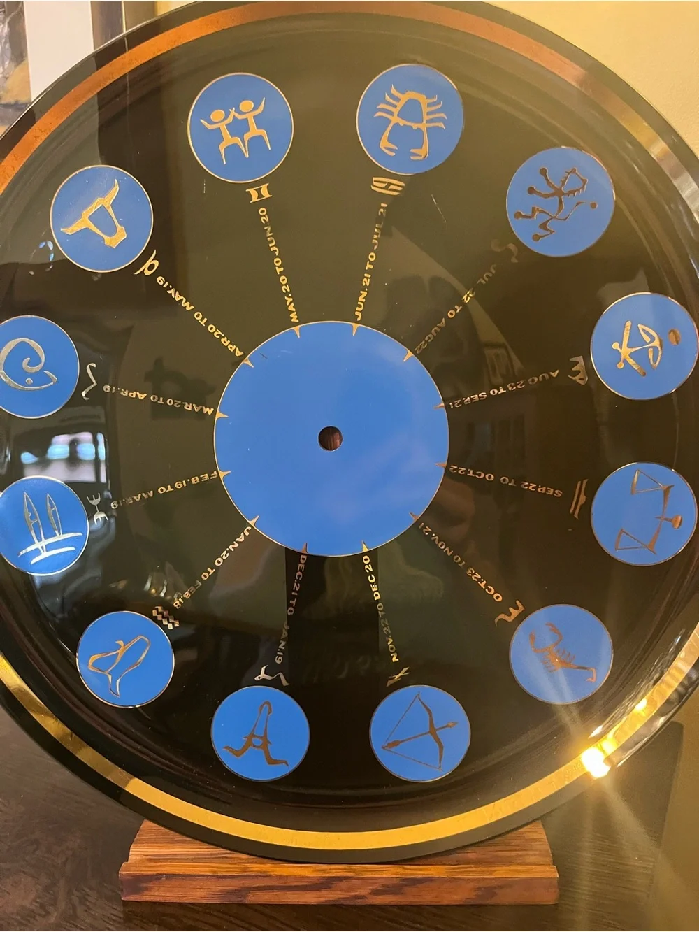 Rare Vintage MCM Large Zodiac Astrology  Glass Platter Tray Clock Face Wall Deco
